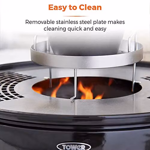 Tower T978512 2-in-1 Sphere Fire Pit and Charcoal BBQ Grill in Black – 6
