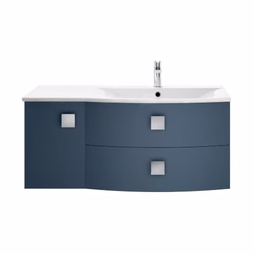 Balterley Wall Hung Single Door and 2 Drawer Bathroom Vanity Unit with Basin in Mineral Blue, W/D/H: 101.2 x 50.4 x 44.8 cm – 2