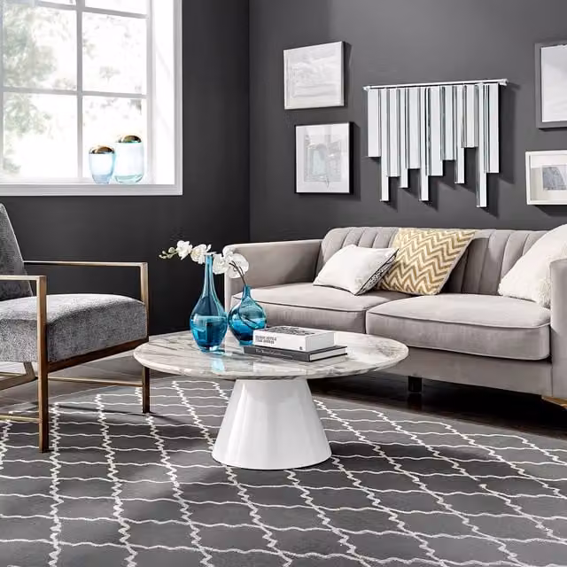 FurnitureboxUK Palma Round Coffee Table in White Marble Effect