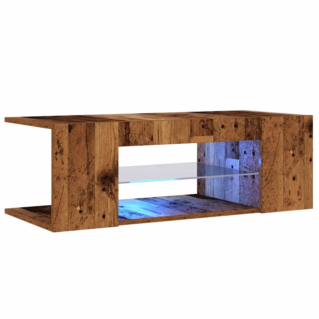 Berkfield Home Modern TV Cabinet with Integrated LED Lights in Brown, W/D/H: 90 x 39 x 30 cm – 5