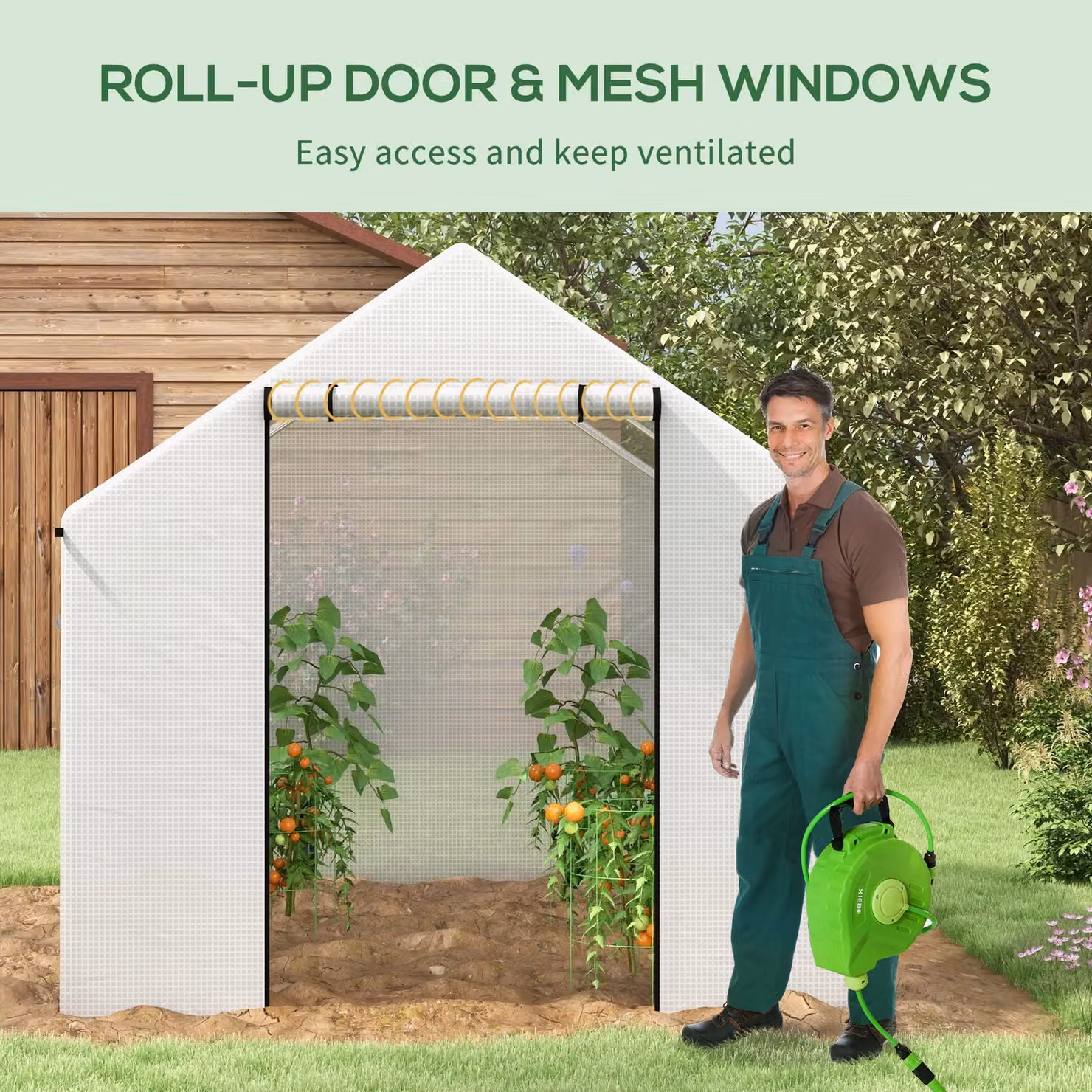 OUTSUNNY White Tunnel Greenhouse with UV-resistant PE Cover and Galvanised Steel Frame, W/D/H: 3 x 2 x 2 m – 3