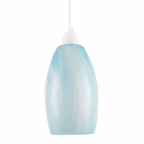 Happy Homewares Modern Blue Glass Cylindrical Pendant Light Shade, H 20 cm x W 12 cm x D 12 cm