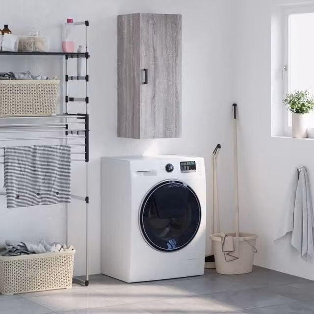 Berkfield Home Wall Mounted Cabinet in Grey Sonoma, W/D/H: 34.5 x 34 x 90 cm – 1