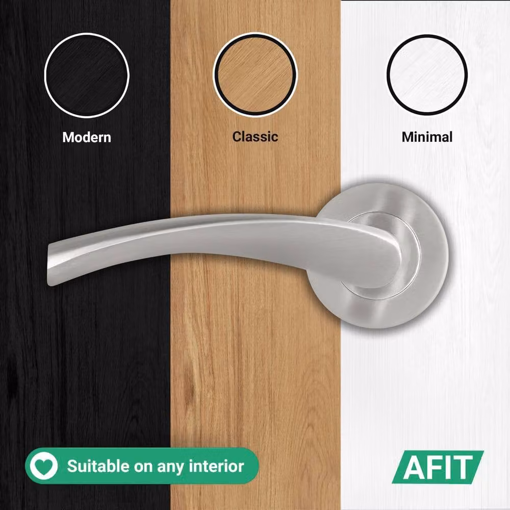 AFIT Satin Nickel Internal Lever Door Handles with Rose, 5 Pairs, Silver, W: 15.0 cm x H: 15.0 cm – 5
