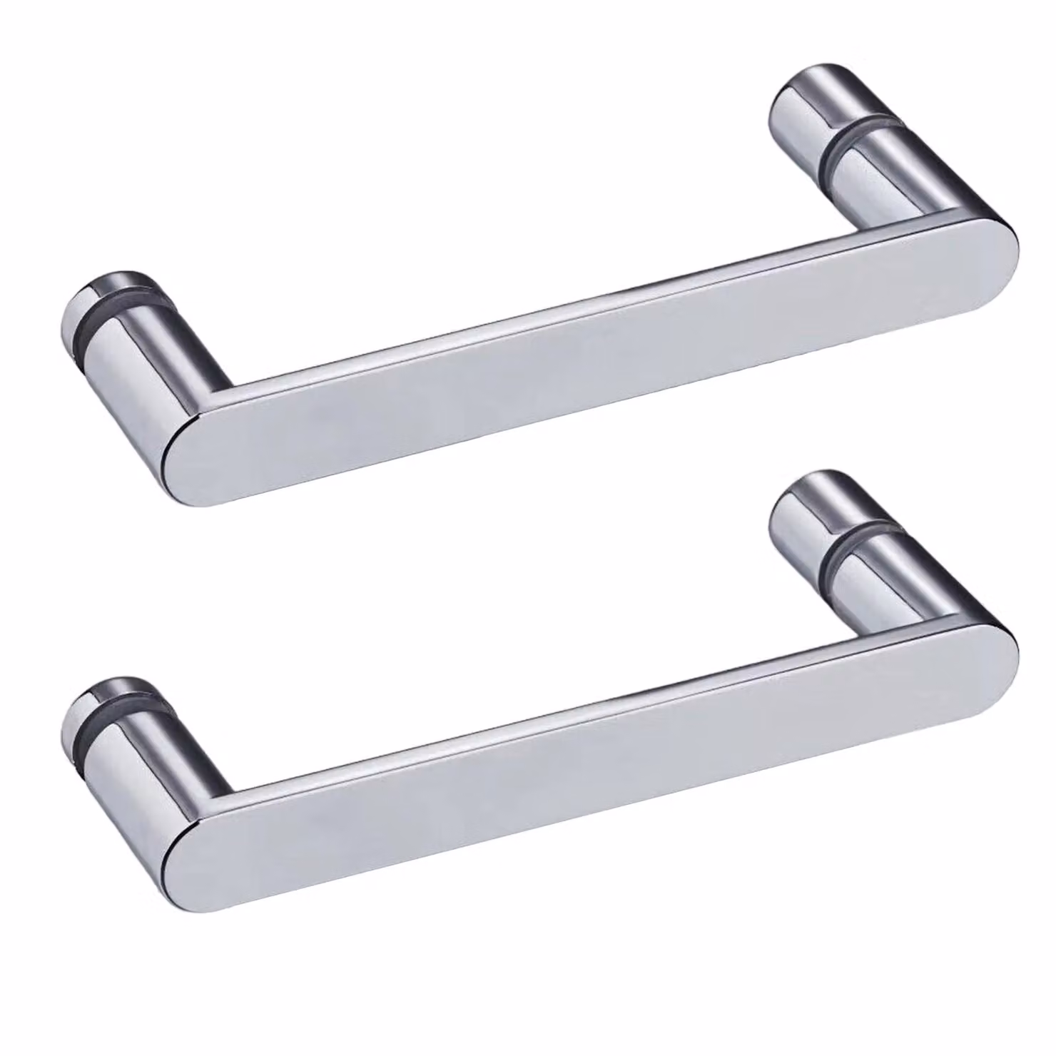 Nes Home Pair of Universal Rounded Chrome Shower Door Handles, Silver, 160 mm – 2