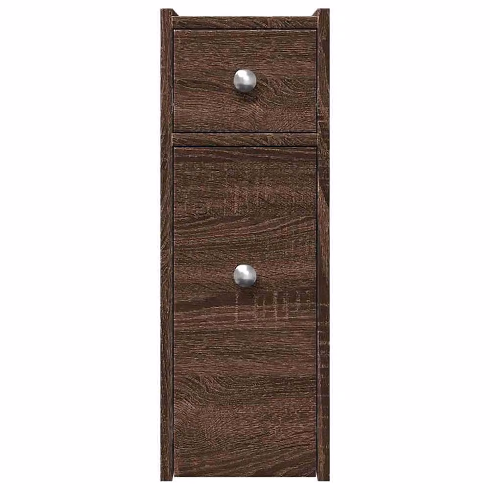 Berkfield Home Narrow Bathroom Cupboard with Wheels in Brown Oak Engineered Wood, W/D/H: 21.5 x 50.0 x 60.0 cm – 3