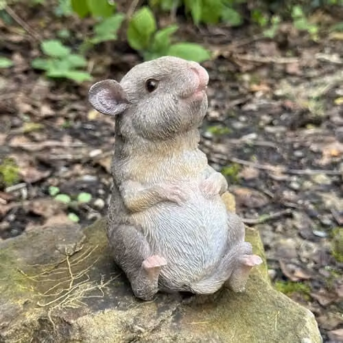 Animal Crackers Happy Mouse Fairy Garden Ornament in Grey