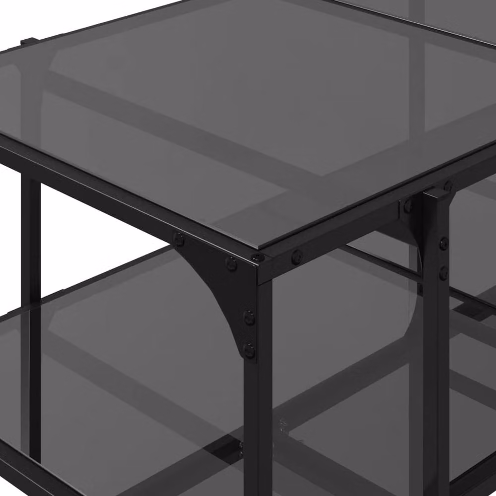 Berkfield Home Modern Rectangular Coffee Table with Black Glossy Glass Top and Steel Frame, W: 98.5 cm, D: 50 cm, H: 45 cm – 4