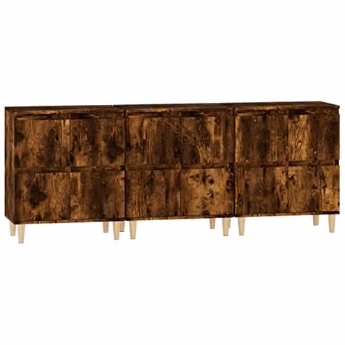 vidaXL Set of 3 Sideboards in Brown Engineered Wood, W/D/H: 60 x 35 x 70 cm – 1