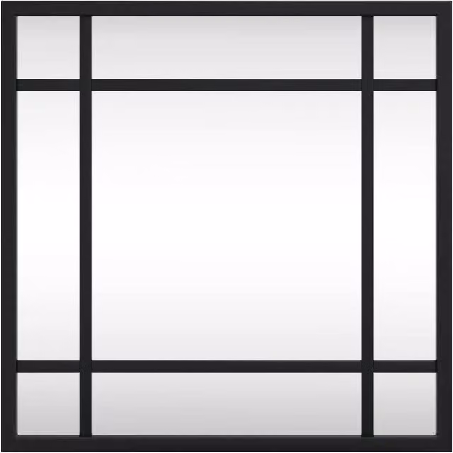 Berkfield Home Square Wall Mirror in Black Metal and Glass, W: 30 cm, H: 30 cm – 1