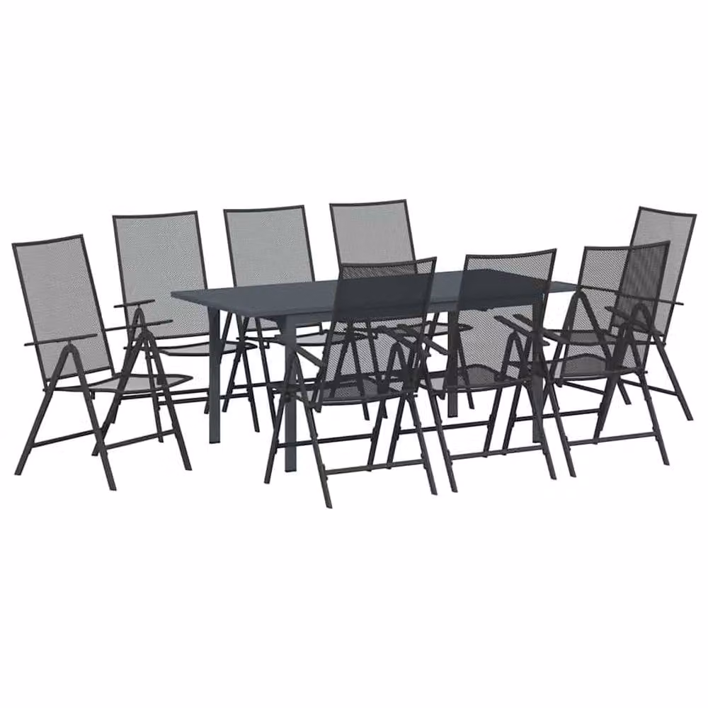 Berkfield Home Modern 9 Piece Garden Dining Set in Anthracite Steel and Dark Grey – 3