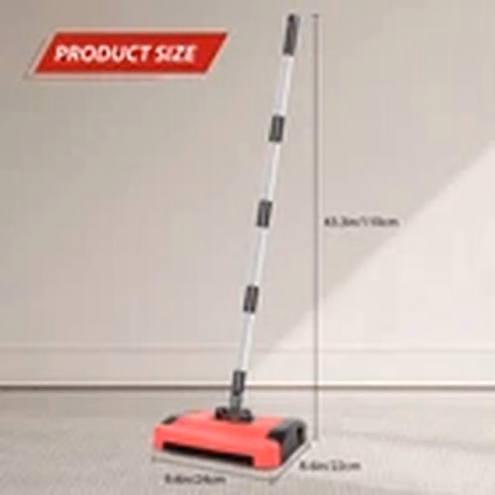 EONLION Manual Light Floor Sweeper with Dual Rotating Brushes in Red – 2