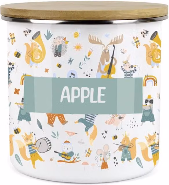 Purely Home Musical Animals Childrens Mini Snack Pot in Blue and Multicolour Enamel Metal
