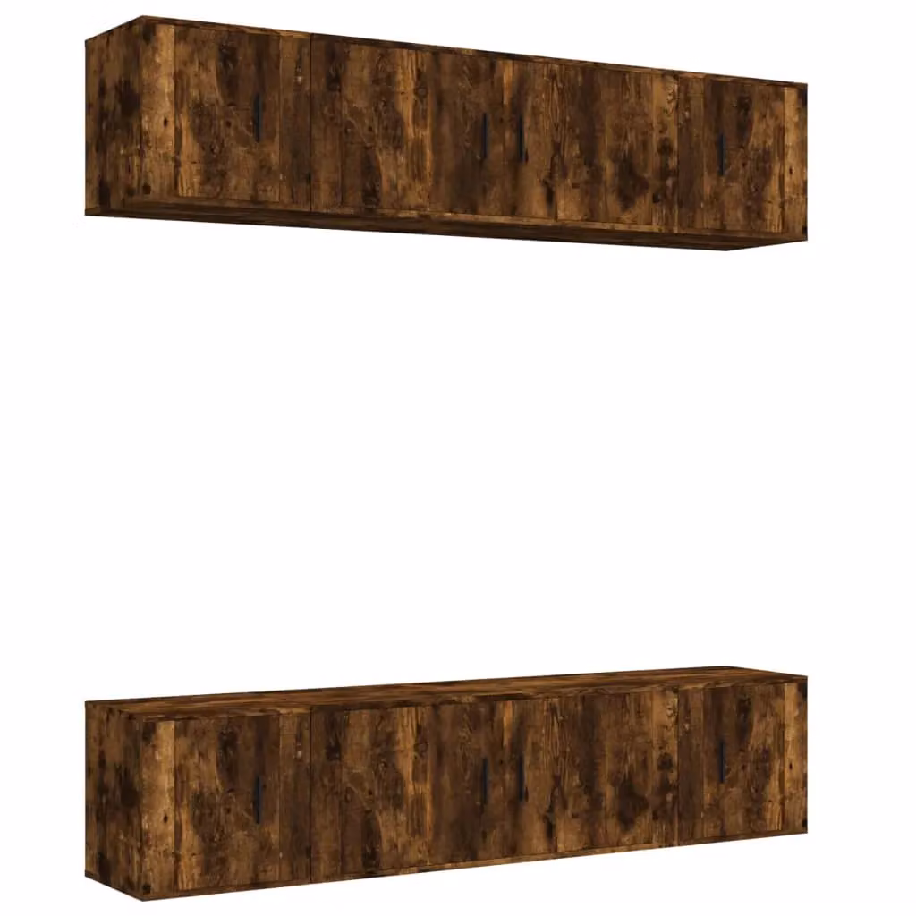 Berkfield Home 6 Piece Smoked Oak TV Cabinet Set in Brown – 2