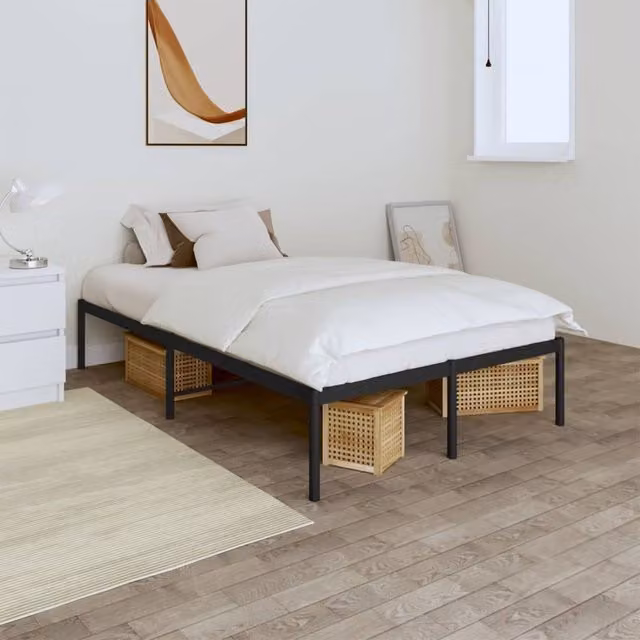 Berkfield Home Metal Small Double Bed Frame, Black, W/D/H: 120 x 190 cm – 1