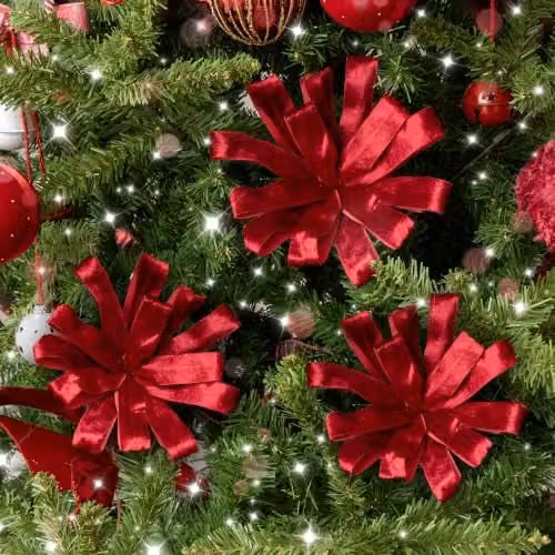 Melody Maison Set of 3 Red Floral Textile Christmas Pendant Decorations