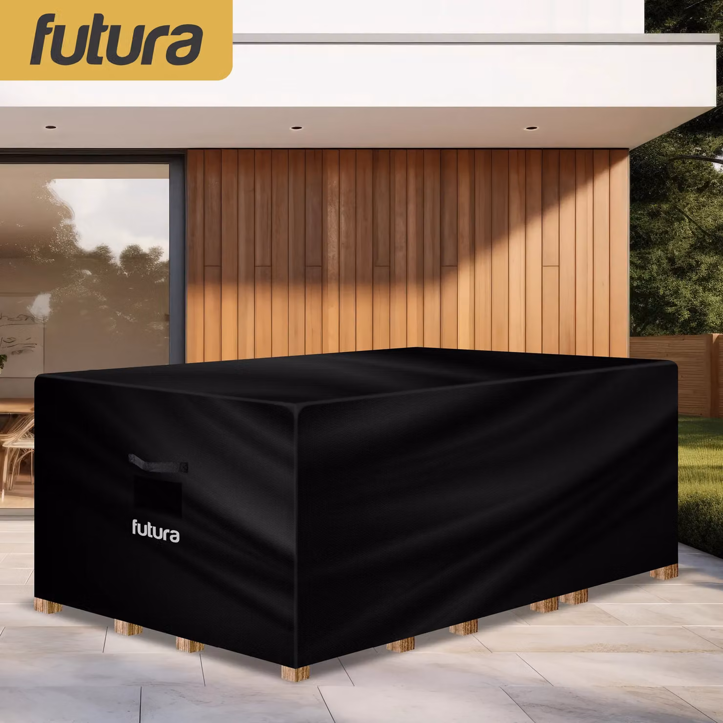Futura Waterproof Rectangular Garden Furniture Cover in Black, 420D Oxford Fabric with PVC Lining, W/D/H: 270 x 180 x 89 cm – 8