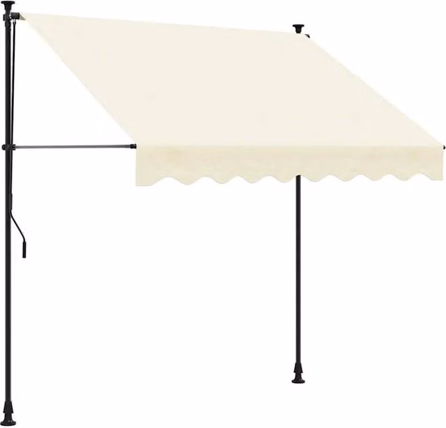 Berkfield Home Retractable Awning in Cream with Steel Frame, W: 250 cm, D: 150 cm