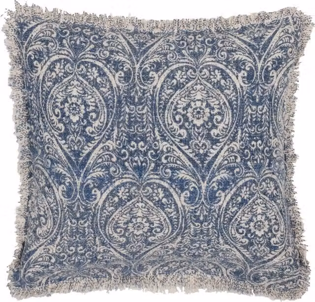 Make it a Home Blue Floral Cotton Square Damask Cushion