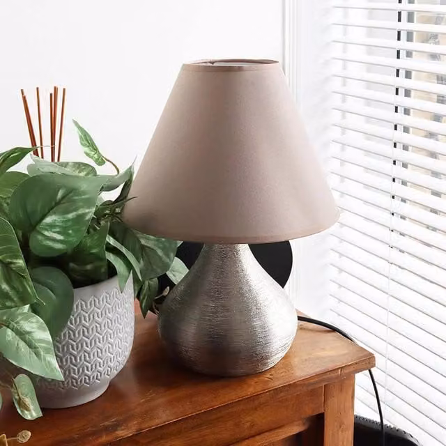 Voltico 2-Pack Adjustable 9 Inch Fabric Cone Coolie Lampshades in Brown, Diameter: 22.86 cm