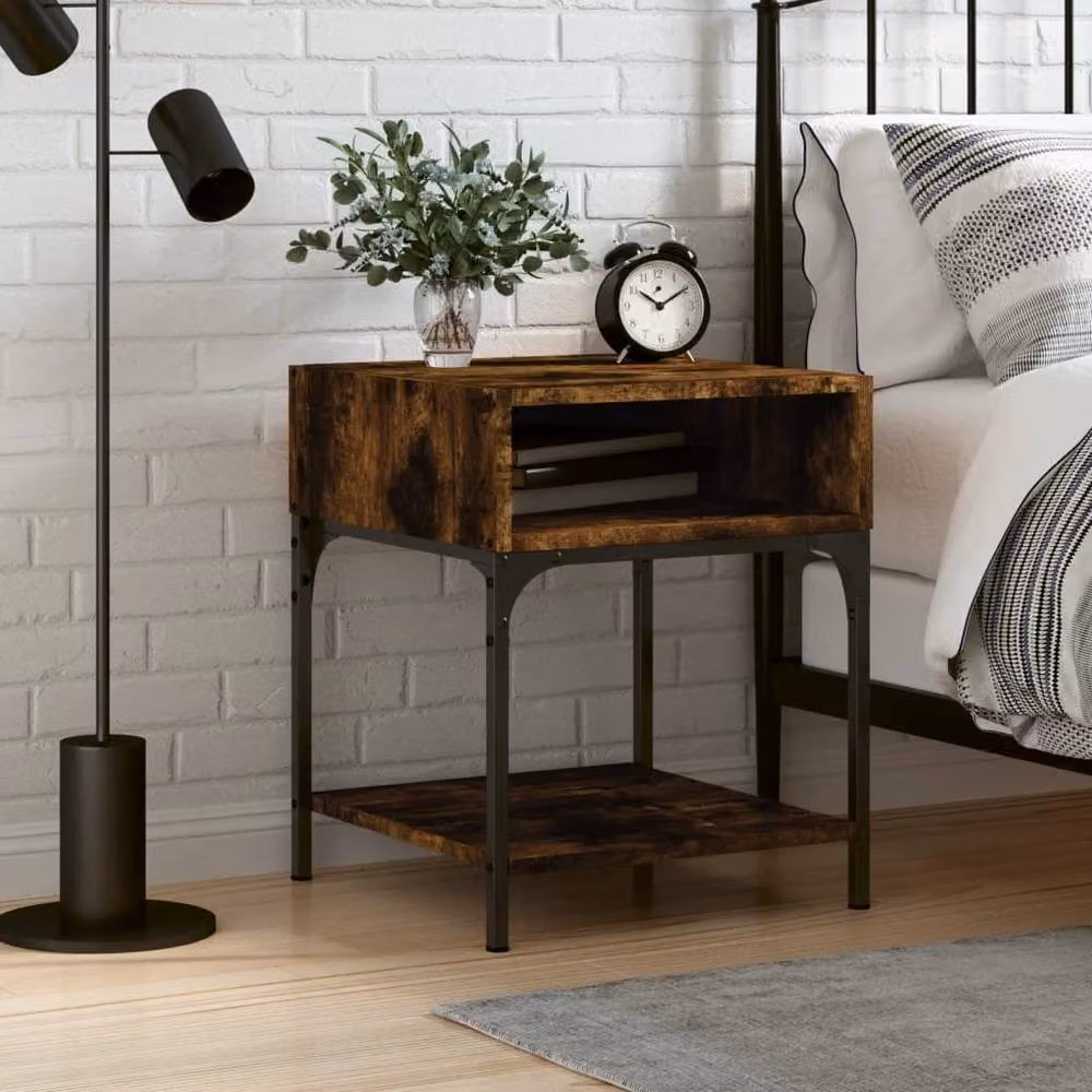 Berkfield Home Elegant Bedside Table in Smoked Oak Brown, W/D/H: 40 x 41 x 50 cm – 2
