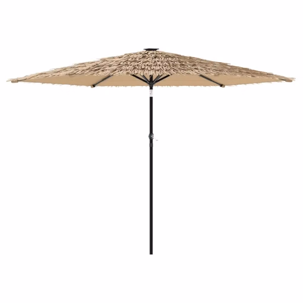 Berkfield Home Garden Parasol with LEDs and Steel Pole, Brown, W: 288 cm, D: 288 cm, H: 225 cm – 2