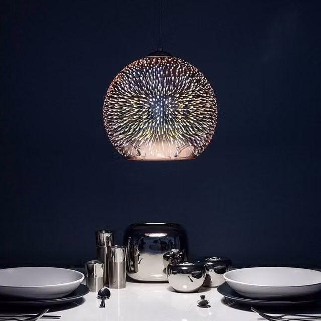Wyld and Coco Copper and Transparent Glass Sphere Pendant Ceiling Lamp