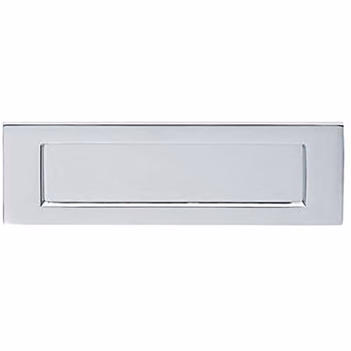 Loops Inward Opening Letterbox Plate in Polished Chrome, W: 25.5 cm, H: 8.0 cm