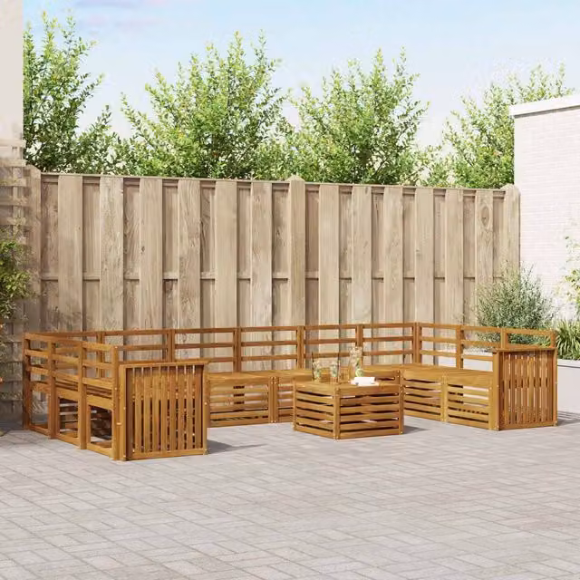 Berkfield Home 11-Piece Outdoor Sofa Set in Brown Solid Acacia Wood