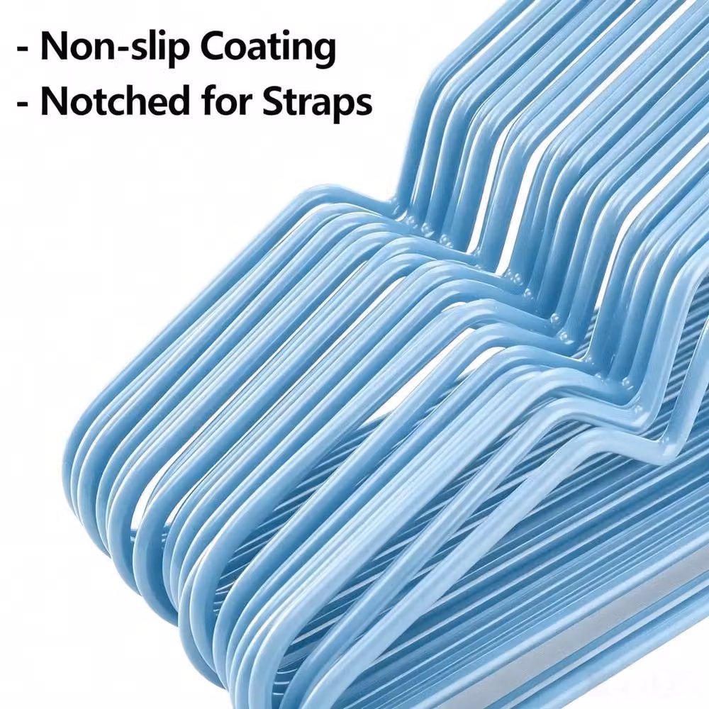VOGREX 10 Pack Blue Non-Slip Notched Metal Suit Hangers – 2