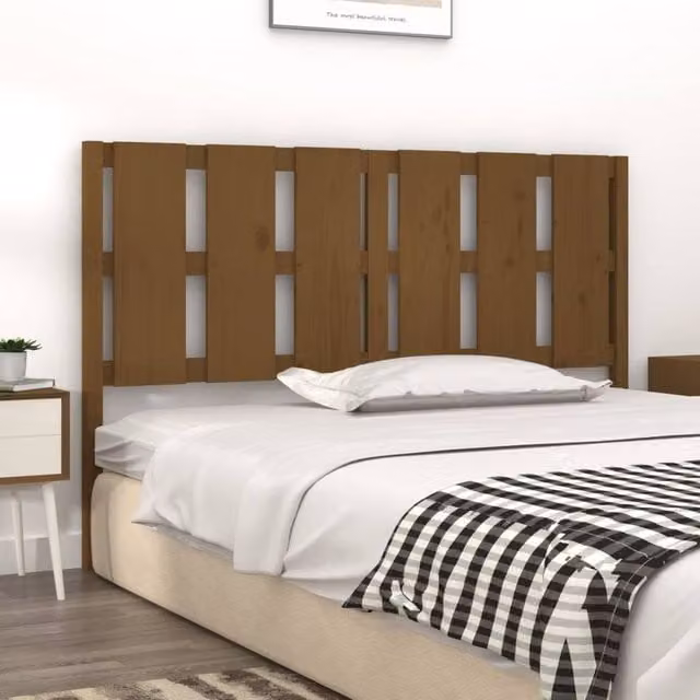 Berkfield Home Beautiful Bed Headboard in Honey Brown Solid Pine Wood, W: 155.5 cm, D: 4 cm, H: 100 cm – 1