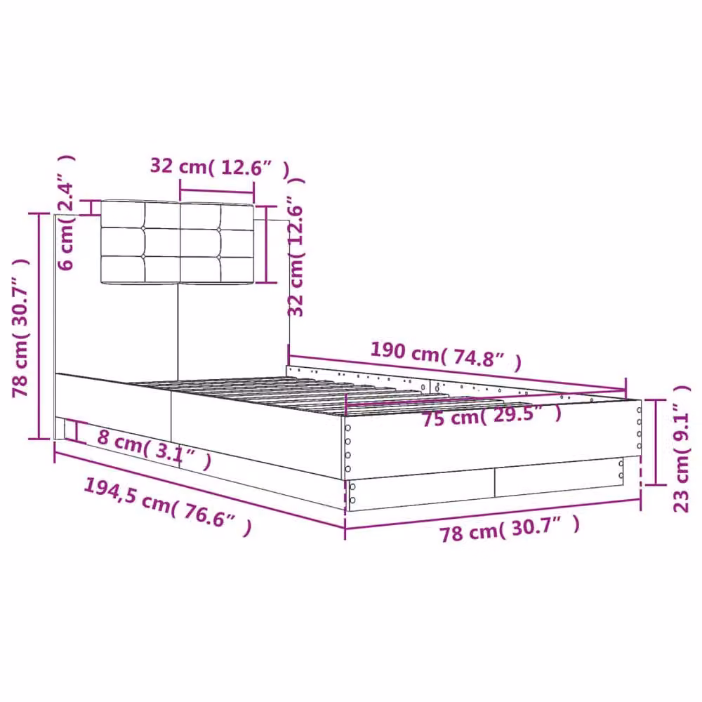 Berkfield Home Small Single Bed Frame in Black – 6
