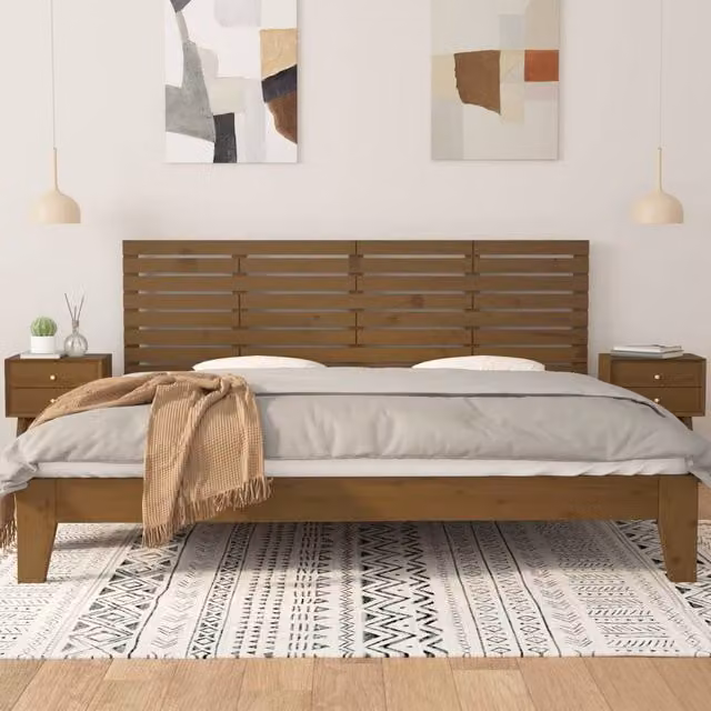 Berkfield Home Solid Wood Pine Wall Headboard in Honey Brown, W: 206 cm, D: 3 cm, H: 63 cm