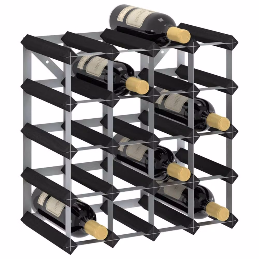 Berkfield Home Rustic Black Solid Pine Wood Wall Mounted Wine Rack for 20 Bottles – 2