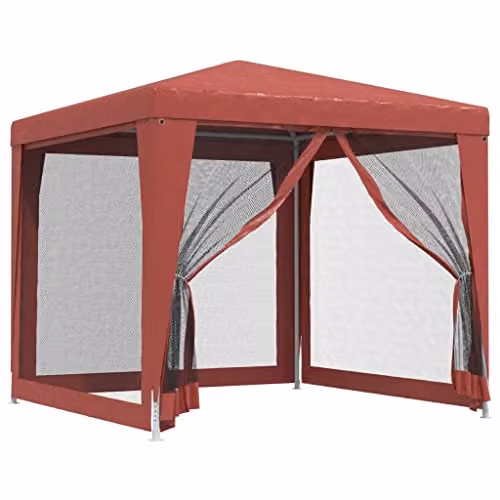 vidaXL Party Tent in Red with 4 Mesh Sidewalls, W: 250 cm, D: 250 cm, H: 245 cm – 1
