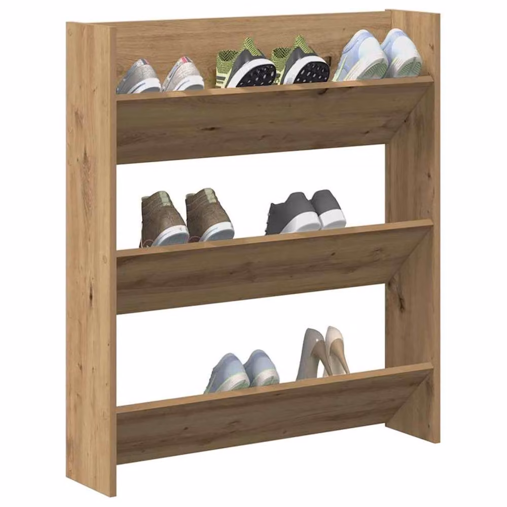Berkfield Home Artisan Oak Wall Mounted Shoe Cabinet, Brown, W: 80 cm, D: 18 cm, H: 90 cm – 3