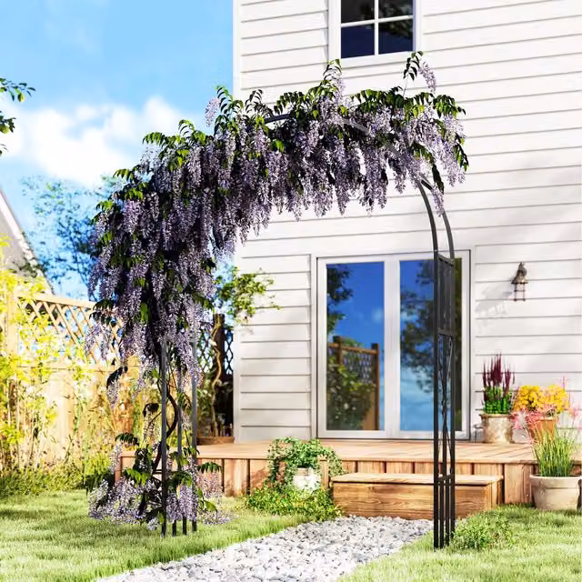 Outsunny Black Steel Garden Arch Climbing Frame