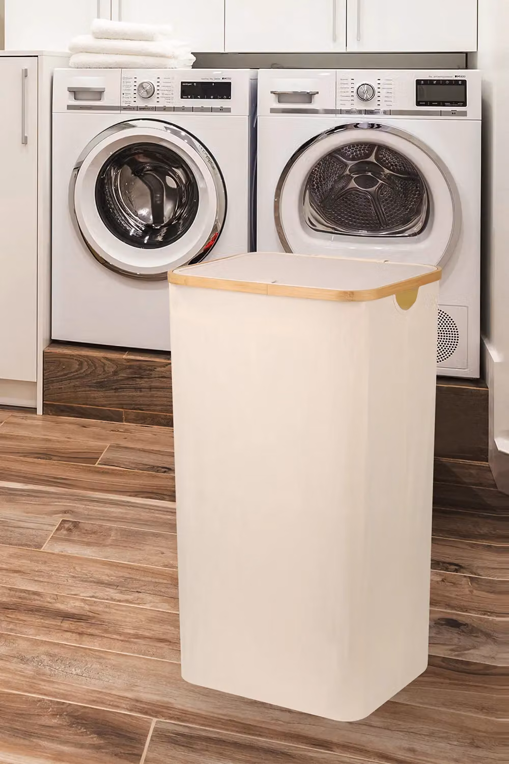 Neel Blue 100L Foldable Laundry Hamper with Lid in Beige and Blue – 2