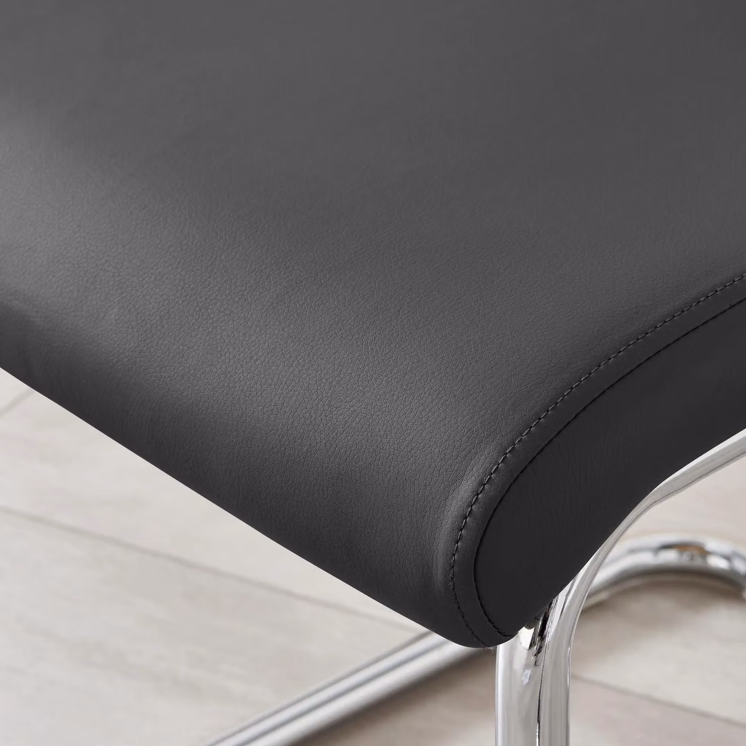 FurnitureboxUK Lorenzo Faux Leather Dining Chairs with Chrome Legs, Set of 2, Black – 3