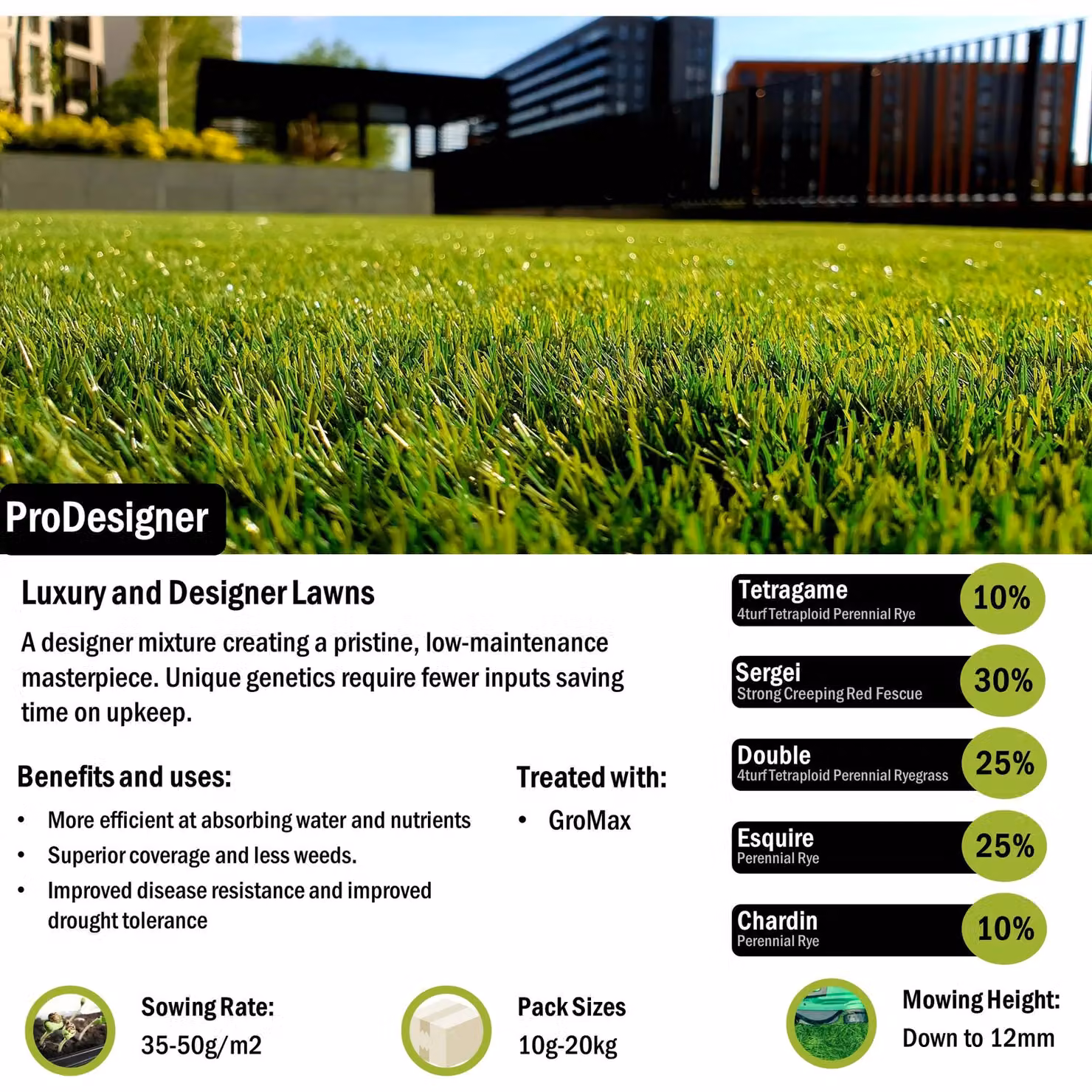 Pegdev ProDesigner Luxury Ornamental Lawn Seed, 50g – 2