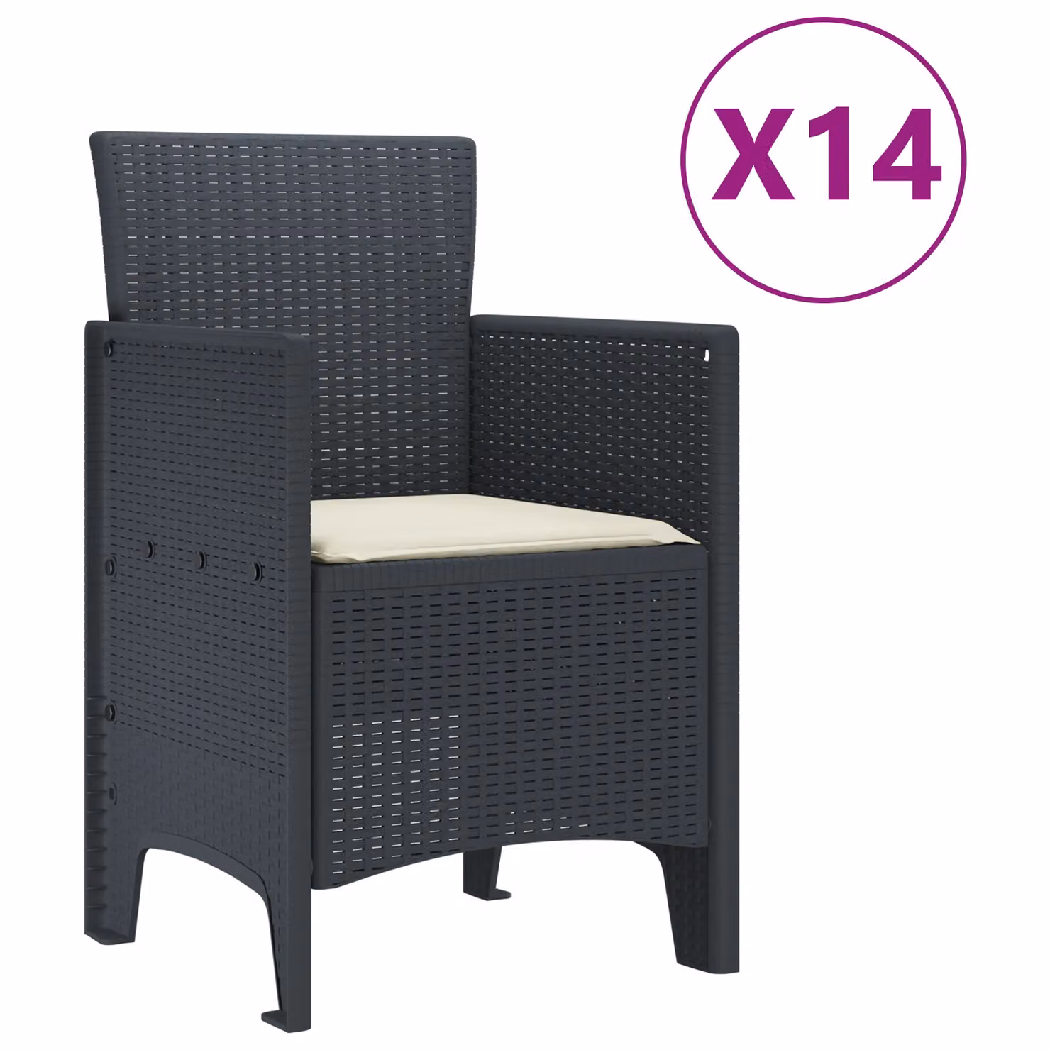 Berkfield Home 15 Piece Anthracite Poly Rattan Garden Dining Set with Cushions – 3