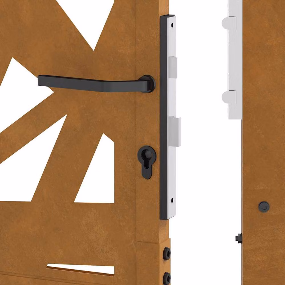 Berkfield Home Beautiful Garden Gate in Brown Weathering Steel, W: 105 cm, H: 180 cm – 4