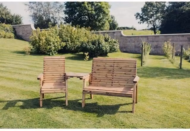Churnet Valley Garden Furniture Ltd Valley Trio Timber Garden Set with Brown Cushions