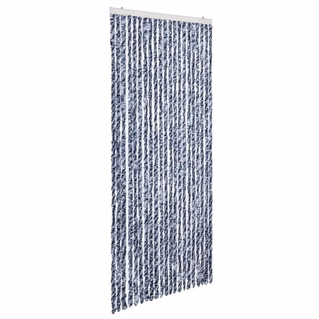 Berkfield Home Blue and White Striped Chenille Insect Curtain W: 90 cm, H: 200 cm – 2