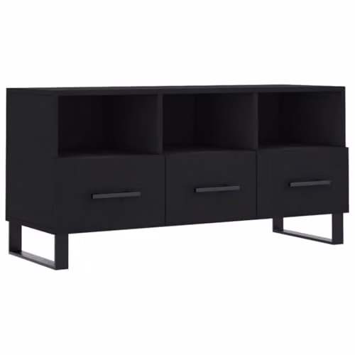 vidaXL Modern TV Cabinet in Black, Made of MDF and Metal