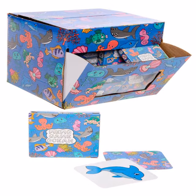 LG-Imports Pack of 12 Sea Animal Mini Memory Matching Games with 28 Cards, Multicolour and White