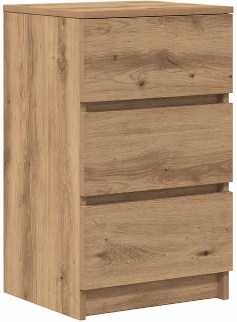 Berkfield Home Artisan Oak Bedside Cabinet with 3 Drawers in Brown, W: 39 cm, D: 35 cm, H: 65 cm