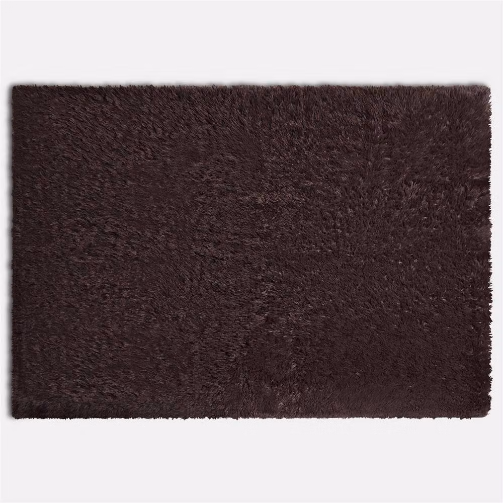 Sienna Fluffy Shaggy Rectangular Rug in Brown, W: 80 cm, L: 150 cm – 2