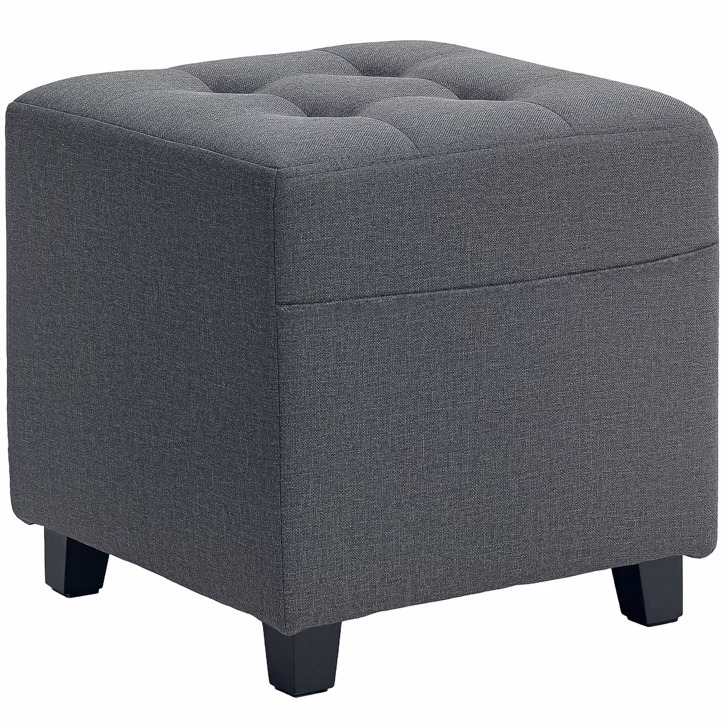 HOMCOM Grey Square Fabric Ottoman Footstool with Padded Seat – 2