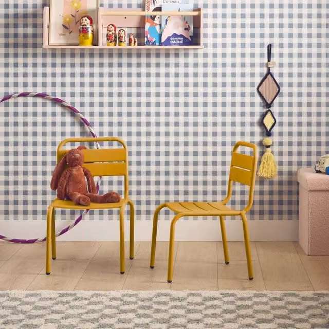 sweeek Pair of Yellow Metal Childrens Chairs